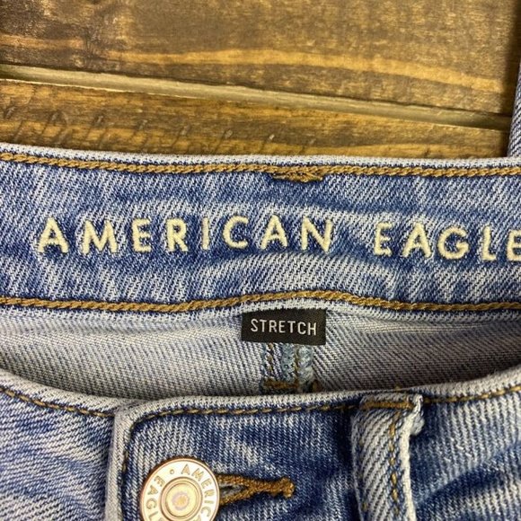 American Eagle Stretch MOM Jeans Size 4 Reg. High Rise Denim Blue Jeans - Picture 2 of 7